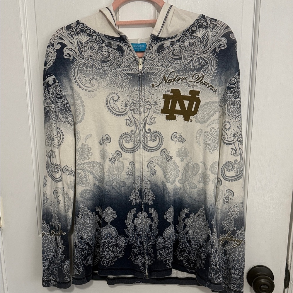 Notre Dame Hoodie with Paisley Design